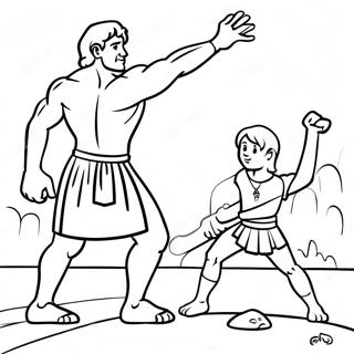 Brave David Defeating Goliath Coloring Page 43773-36420