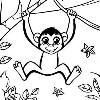 Playful Spider Monkey Swinging In Trees Coloring Page 43793-36441