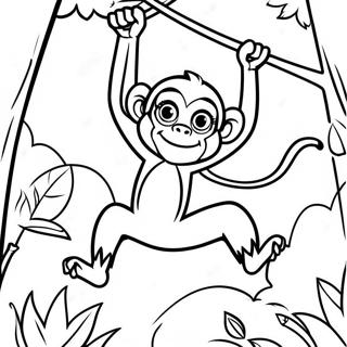 Playful Spider Monkey Swinging In Trees Coloring Page 43793-36442