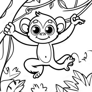 Playful Spider Monkey Swinging In Trees Coloring Page 43793-36443