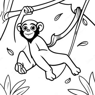 Playful Spider Monkey Swinging In Trees Coloring Page 43793-36444