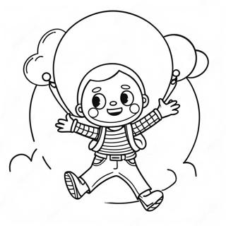 Happy Balloon Boy Flying Coloring Page 43833-36463