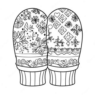 Cozy Mitten With Snowflakes Coloring Page 43843-36474