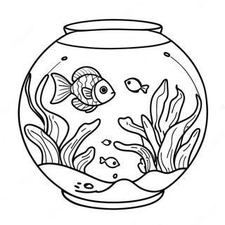 Colorful Fish Bowl With Tropical Fish Coloring Page 43863-36486