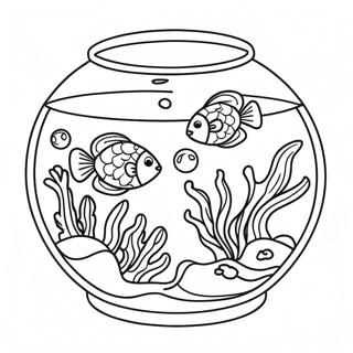 Colorful Fish Bowl With Tropical Fish Coloring Page 43863-36487