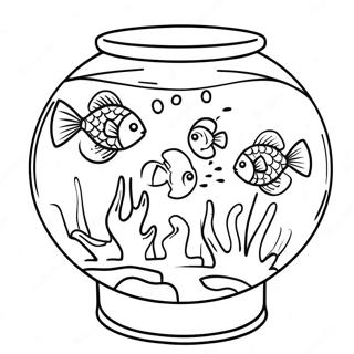 Colorful Fish Bowl With Tropical Fish Coloring Page 43863-36488