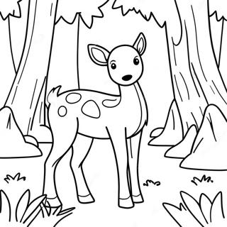 Fawn In A Forest Clearing Coloring Page 43892-36523