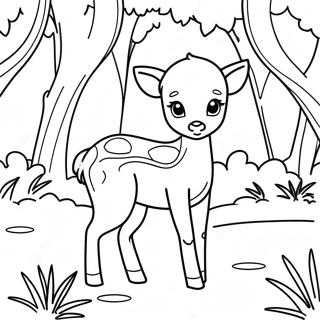 Fawn In A Forest Clearing Coloring Page 43892-36524