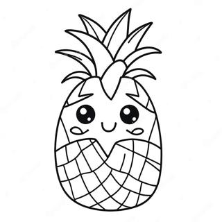 Cute Cartoon Pineapple Coloring Page 4391-3541