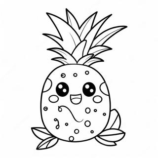 Cute Cartoon Pineapple Coloring Page 4391-3542