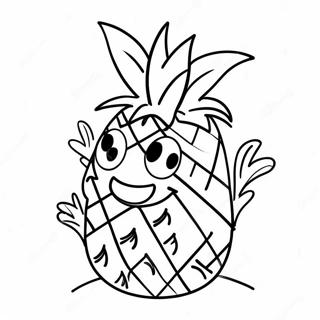 Cute Cartoon Pineapple Coloring Page 4391-3543