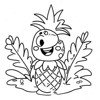 Cute Cartoon Pineapple Coloring Page 4391-3544