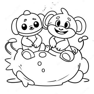 Badanamu Characters Playing Together Coloring Page 43923-36541