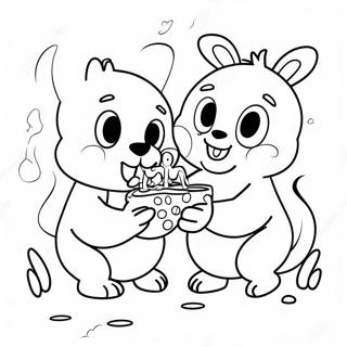 Badanamu Characters Playing Together Coloring Page 43923-36543