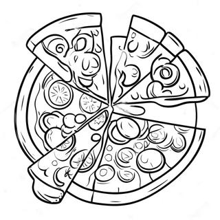 Delicious Pizza With Toppings Coloring Page 44003-36610