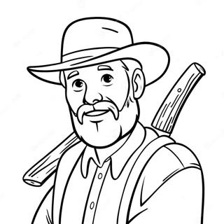 Gold Rush Prospector With Pickaxe Coloring Page 44013-36608