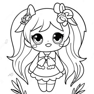 Cute Miku With Flowers Coloring Page 4401-3549