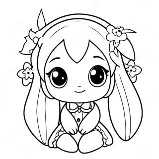 Cute Miku With Flowers Coloring Page 4401-3551