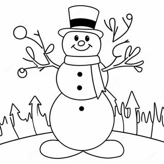 Cheerful Frosty The Snowman Coloring Page 44033-36625