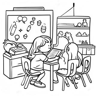 Back To School 2nd Grade Classroom Coloring Page 44042-36632