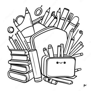 Colorful Back To School Supplies Coloring Page 44043-36634