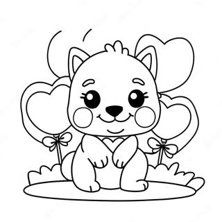 Cute Puppy With Heart Balloons Coloring Page 44083-36662