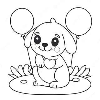 Cute Puppy With Heart Balloons Coloring Page 44083-36663