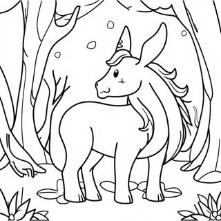 Magical Creatures In Enchanted Forest Coloring Page 44103-36687