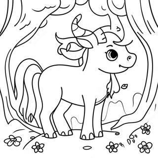 Magical Creatures In Enchanted Forest Coloring Page 44103-36688