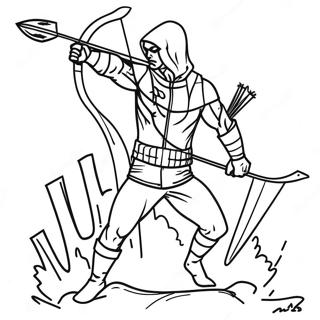 Green Arrow In Action Coloring Page 44143-36720