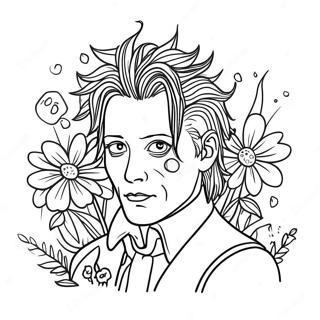 Edward Scissorhands With Flowers Coloring Page 44173-36737