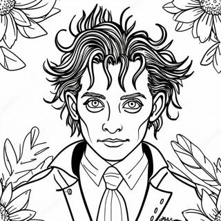 Edward Scissorhands With Flowers Coloring Page 44173-36738