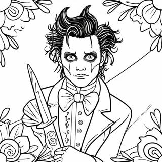 Edward Scissorhands With Flowers Coloring Page 44173-36739