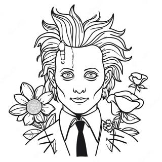 Edward Scissorhands With Flowers Coloring Page 44173-36740