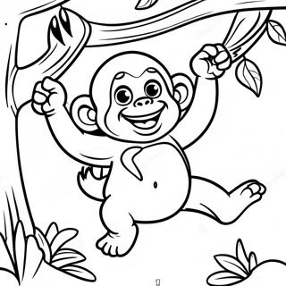 Playful Orangutan Swinging From Vines Coloring Page 44193-36752