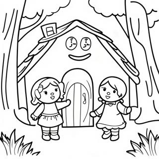 Whimsical Hansel And Gretel In The Forest Coloring Page 44203-36768