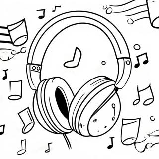 Colorful Headphones With Music Notes Coloring Page 44223-36781