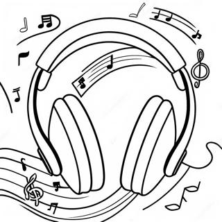 Colorful Headphones With Music Notes Coloring Page 44223-36783