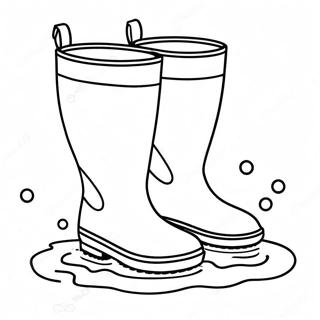 Colorful Rain Boots In A Puddle Coloring Page 44293-36849