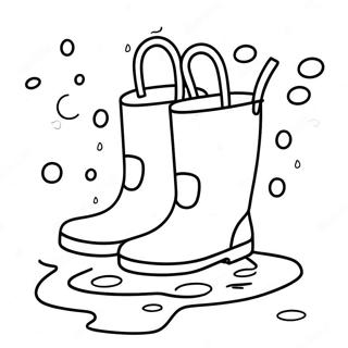 Colorful Rain Boots In A Puddle Coloring Page 44293-36851