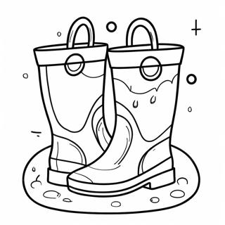 Colorful Rain Boots In A Puddle Coloring Page 44293-36852