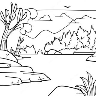 Colorful Missouri River Scene Coloring Page 44333-36864