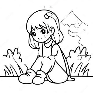 Sad Anime Girl Sitting Alone Coloring Page 44342-36870