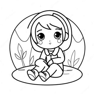 Sad Anime Girl Sitting Alone Coloring Page 44342-36871