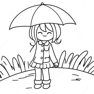 Melancholic Anime Girl With Umbrella Coloring Page 44343-36873