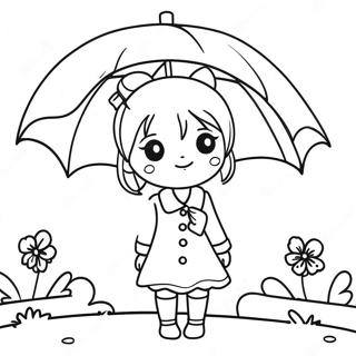 Melancholic Anime Girl With Umbrella Coloring Page 44343-36874