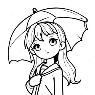 Melancholic Anime Girl With Umbrella Coloring Page 44343-36876