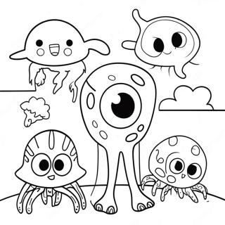 Whimsical Creatures In A Strange World Coloring Page 44373-36909