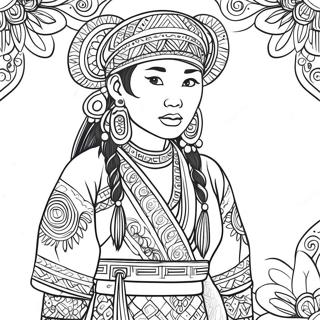 Hmong Traditional Clothing Coloring Page 44402-36918