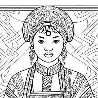 Hmong Traditional Clothing Coloring Page 44402-36920